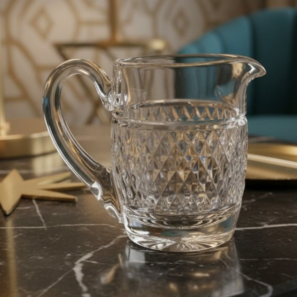 WATERFORD Crystal Glass Creamer Marked Waterford ALANA Pattern 4 inch